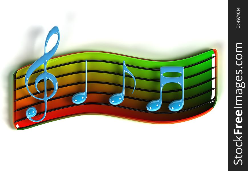 3D Music symbol with white background