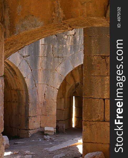 Arches in the Nimrod fortress in Israel