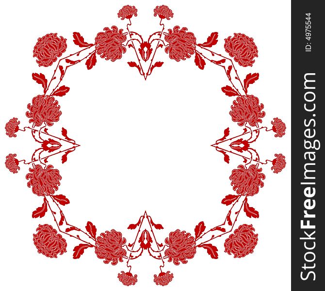 Abstract frame with floral ornament - graphic illustration