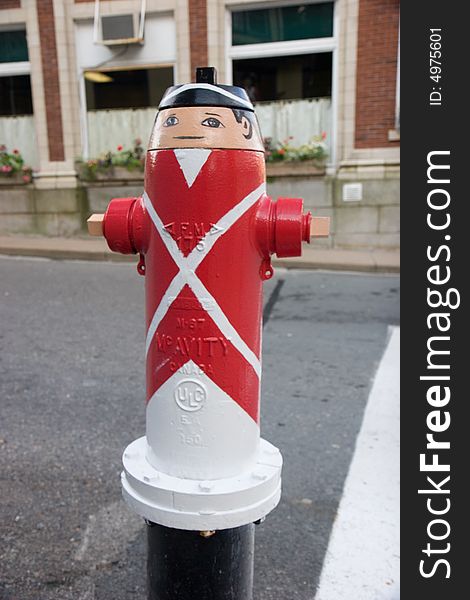 Painted Fire Hydrant Man in a town. Painted Fire Hydrant Man in a town