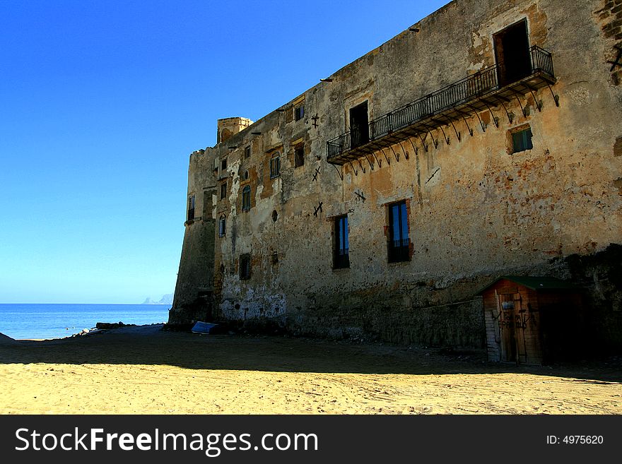 Ancient sea castle wall, Italy