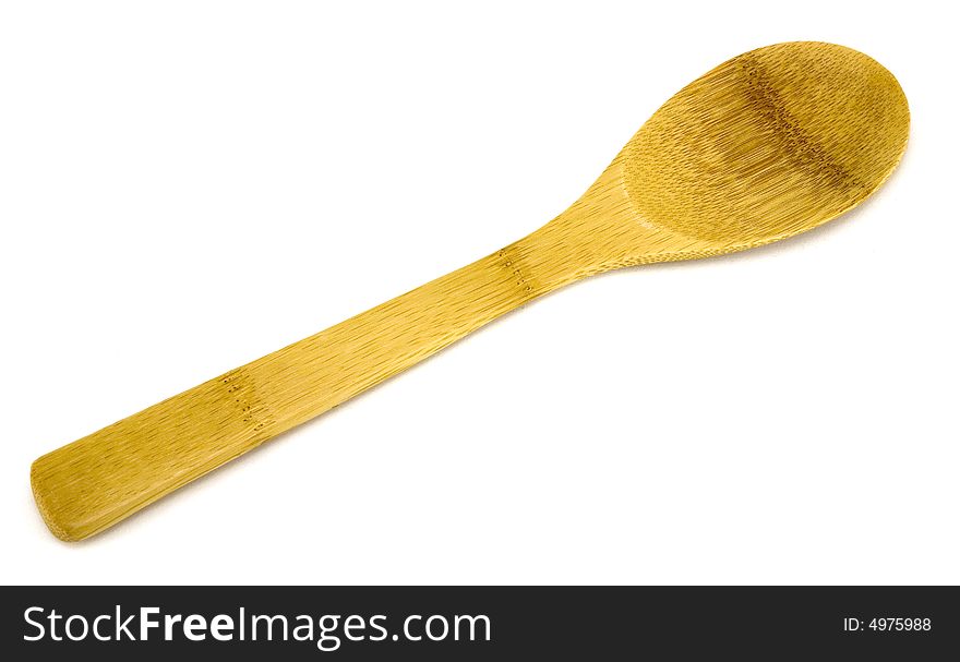 Slotted Wooden Spatula Isolated on White