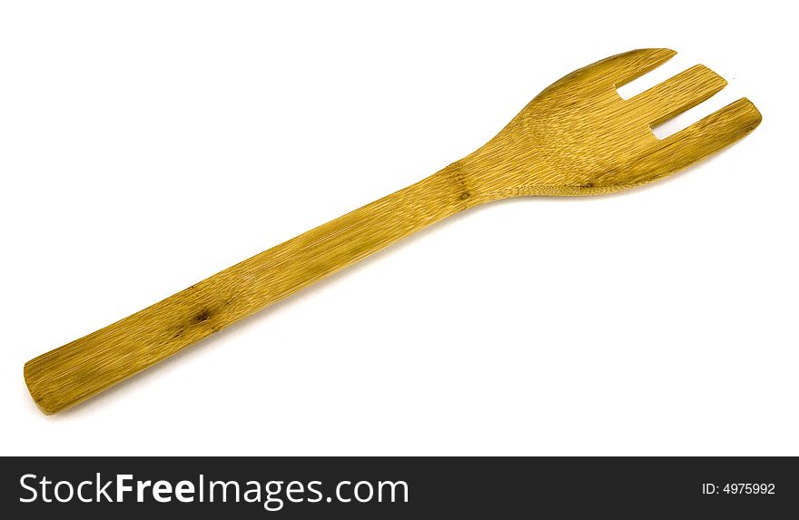 Wooden Fork Isolated on White