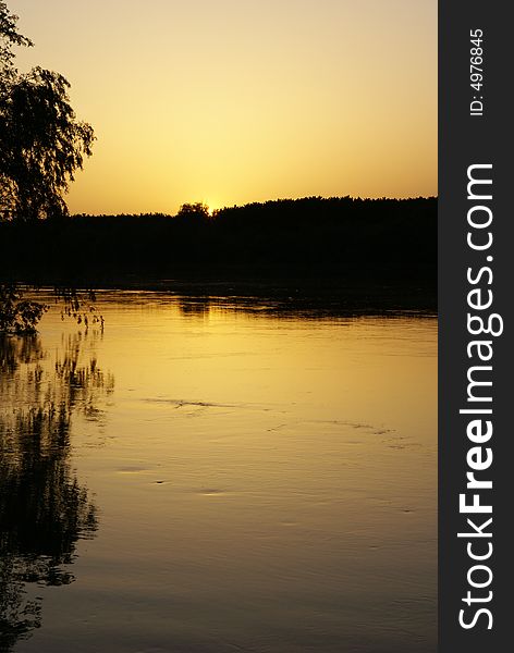 Evening reflections on the Danube river