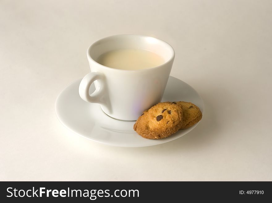 Cup of coffee with milk, clipping path