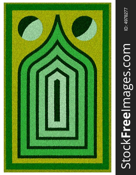 Green prayer mat used by muslims