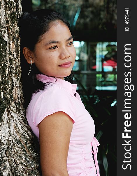 Close-up portrait of a young Thai woman. Close-up portrait of a young Thai woman.