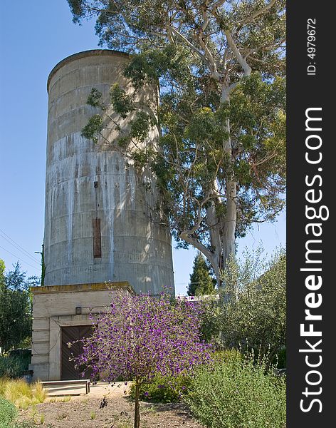 Old vintage concrete water tower