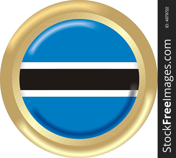 Art illustration: round gold medal with flag of botswana