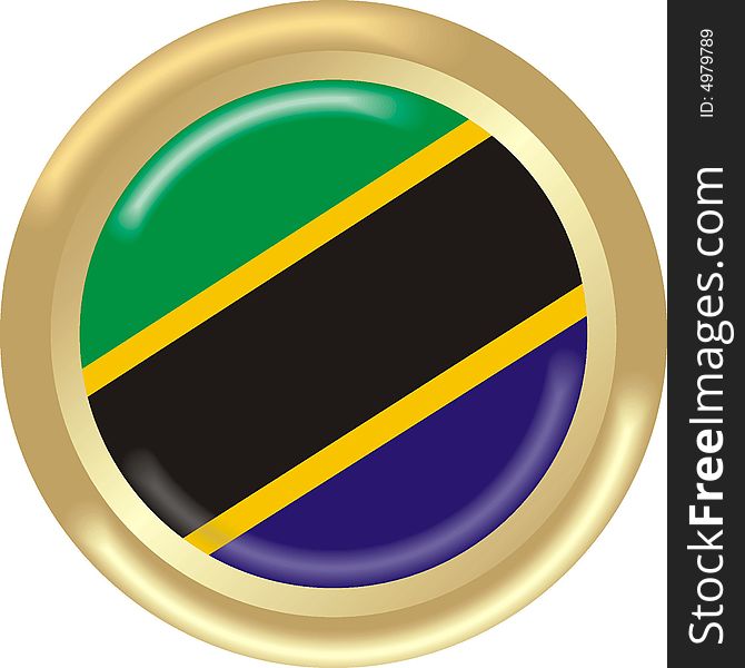 Art illustration: round medal with flag of tanzania