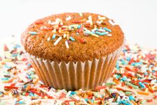 Tasty Muffin With Colorful Sprinkles Royalty Free Stock Photo Tasty Muffin With Colorful Sprinkles Royalty Free Stock Photo