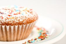 Tasty Muffin With Colorful Sprinkles Royalty Free Stock Image