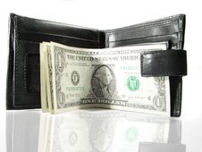 Black Leather Purse With Money Royalty Free Stock Photos Black Leather Purse With Money Royalty Free Stock Photos
