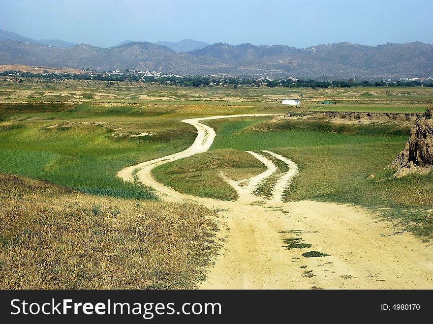 Two Tracks on one way passing through non populated place. Two Tracks on one way passing through non populated place.