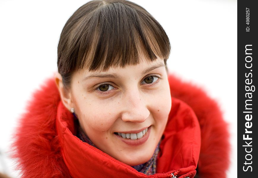 Cute Winter Girl on White Background