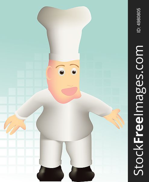 A cartoon showing a chef. A cartoon showing a chef