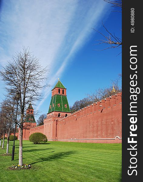 Moscow, Russia, towers and fragment of kremlin wall. Moscow, Russia, towers and fragment of kremlin wall.