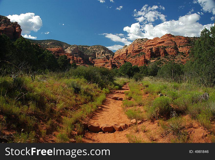 Hiking trail in the red rocks of Sedona, Arizona. Hiking trail in the red rocks of Sedona, Arizona.