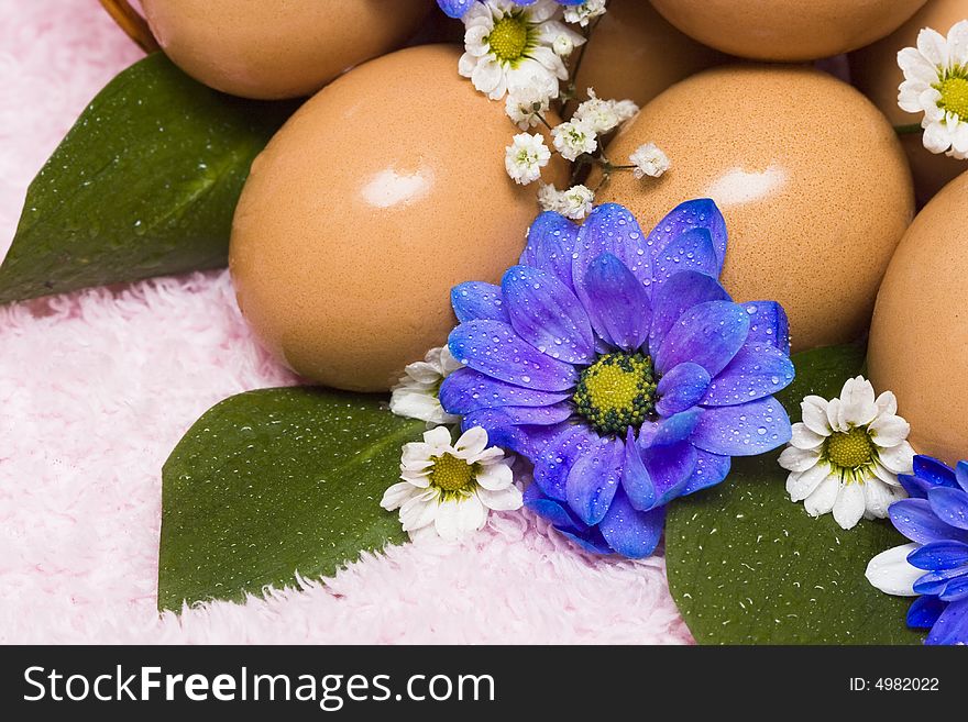 Easter egg with blue flowers