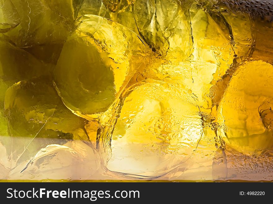 Water drops on glass with ice for background