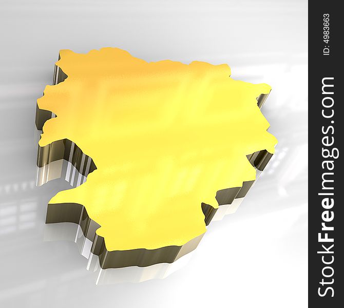 3d Golden Map Of Andorra