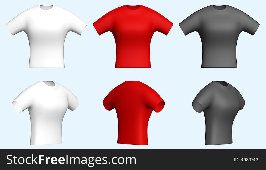 3d women t-shirts isolated on bright background