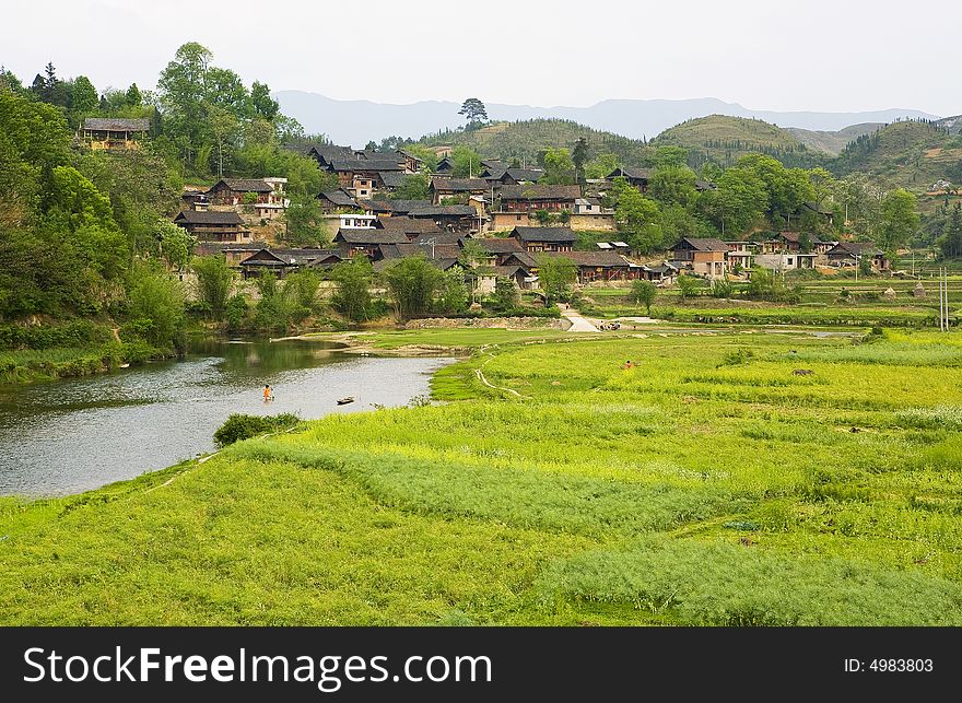 Village beside the river