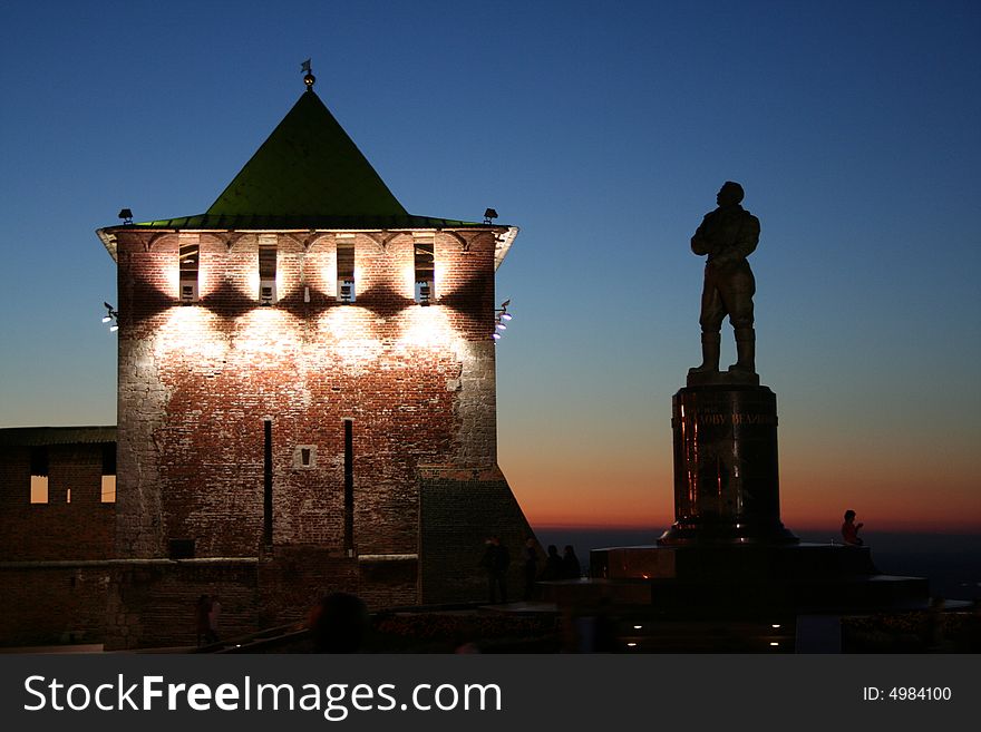 Tower in kremlin in Nizhniy Novgorod. Russia.