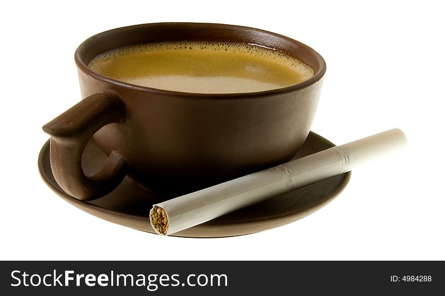 Cup of coffee and the cigarette. Cup of coffee and the cigarette