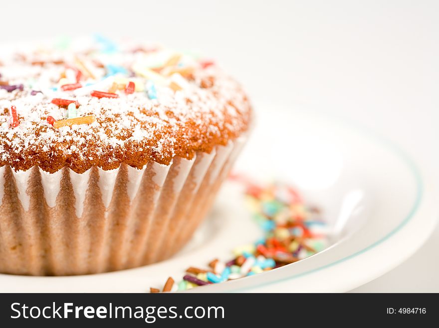 Tasty Muffin With Colorful Sprinkles