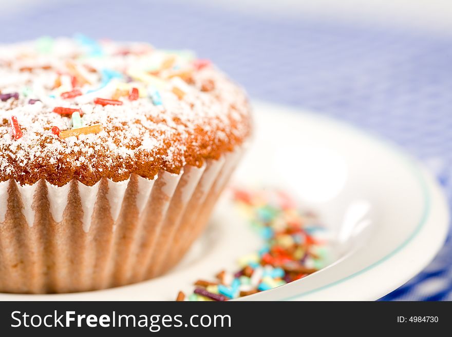 Tasty Muffin With Colorful Sprinkles