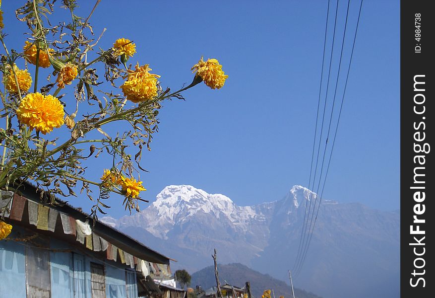 Picture of landscape during a mountain trekking in Nepal. Picture of landscape during a mountain trekking in Nepal