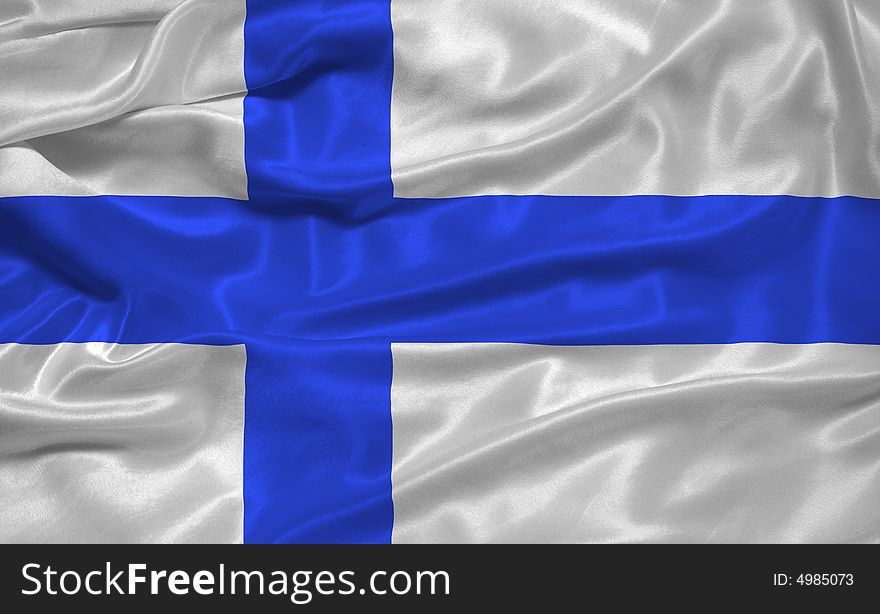 Illustration of waving Finnish Flag close up. Illustration of waving Finnish Flag close up