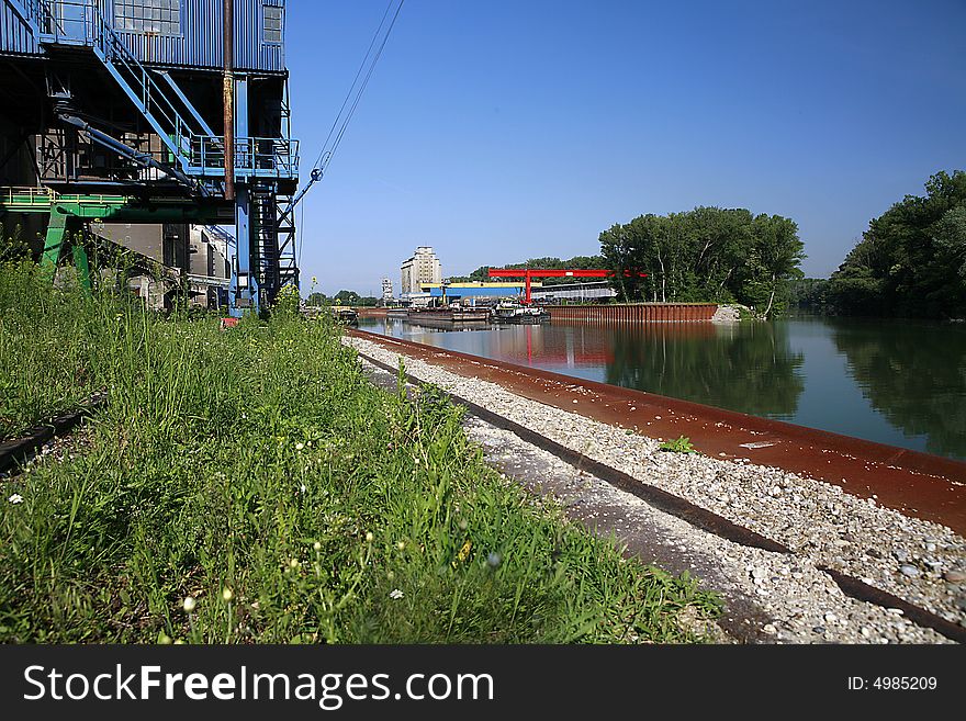 Alberner port, Vienna, port area in the spring photographed