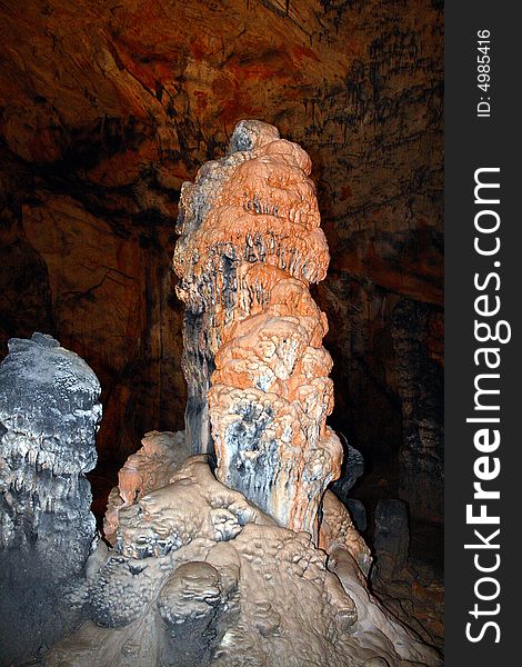 Stalactite in cave it is beautiful