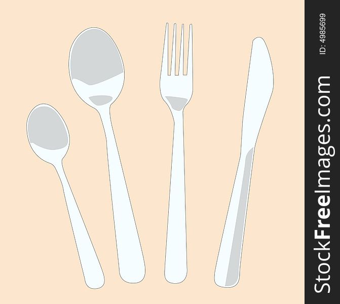 Vector of  fork, knife and spoon. Vector of  fork, knife and spoon