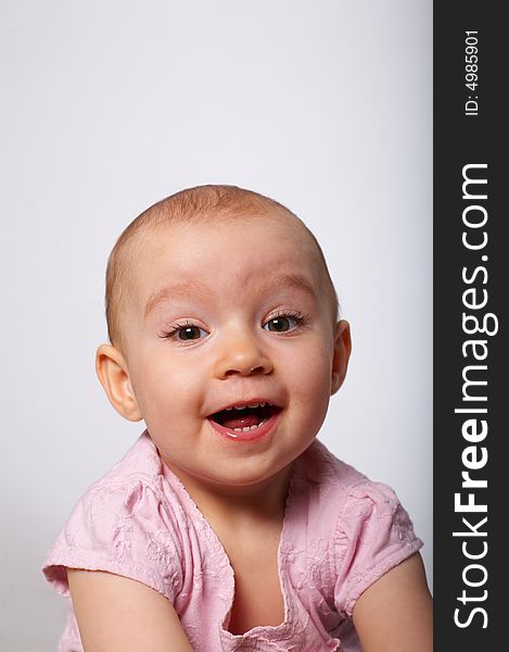 Portrait of baby with red apple. Portrait of baby with red apple