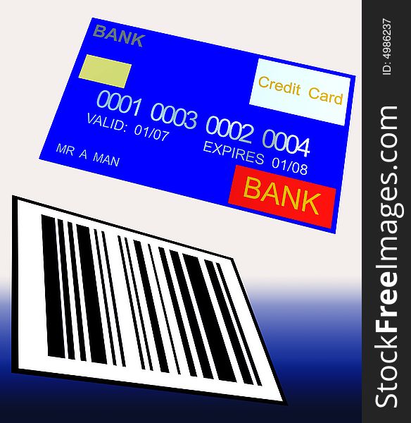 An image of a barcode and a credit card it would be a good image for retail concepts. An image of a barcode and a credit card it would be a good image for retail concepts.