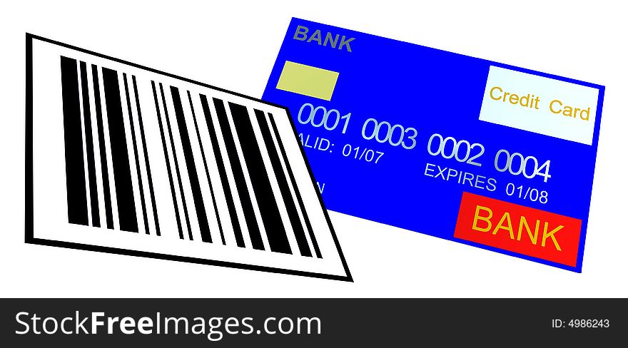 An image of a barcode and a credit card it would be a good image for retail concepts. An image of a barcode and a credit card it would be a good image for retail concepts.