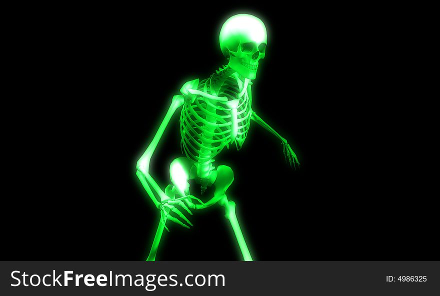An x ray image of a Skelton in a pose a suitable image for medical or Halloween based concepts. An x ray image of a Skelton in a pose a suitable image for medical or Halloween based concepts.