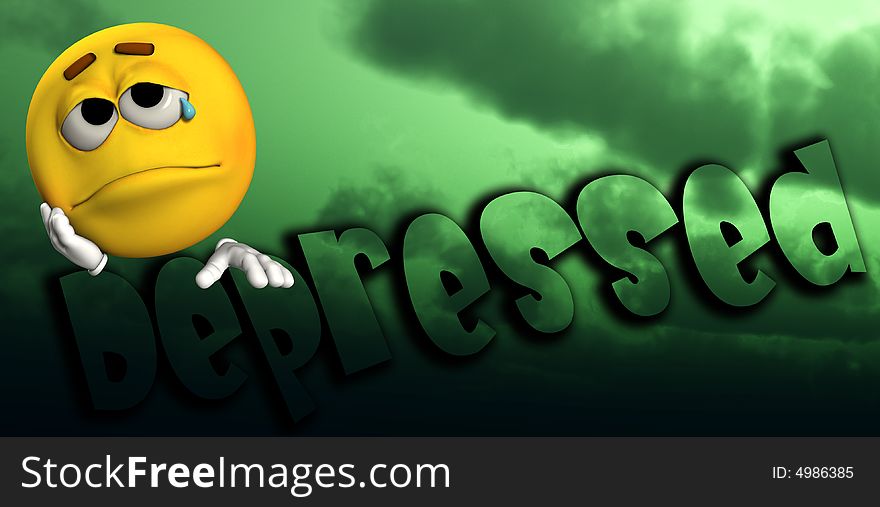 A conceptual image of a cartoon face that is either very depressed, sad, or suicidal. A conceptual image of a cartoon face that is either very depressed, sad, or suicidal.