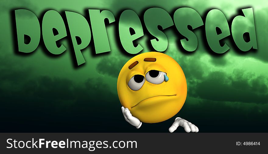 A conceptual image of a cartoon face that is either very depressed, sad, or suicidal. A conceptual image of a cartoon face that is either very depressed, sad, or suicidal.