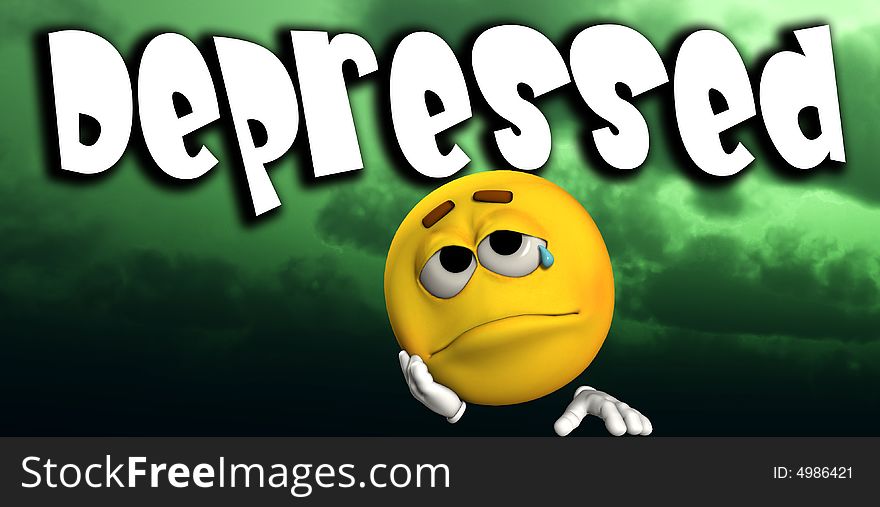 A conceptual image of a cartoon face that is either very depressed, sad, or suicidal. A conceptual image of a cartoon face that is either very depressed, sad, or suicidal.