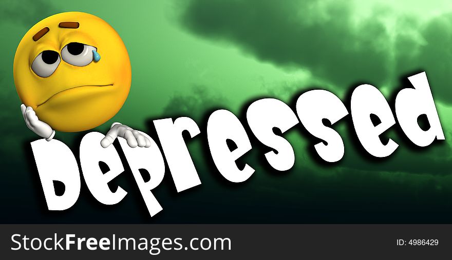 A conceptual image of a cartoon face that is either very depressed, sad, or suicidal. A conceptual image of a cartoon face that is either very depressed, sad, or suicidal.