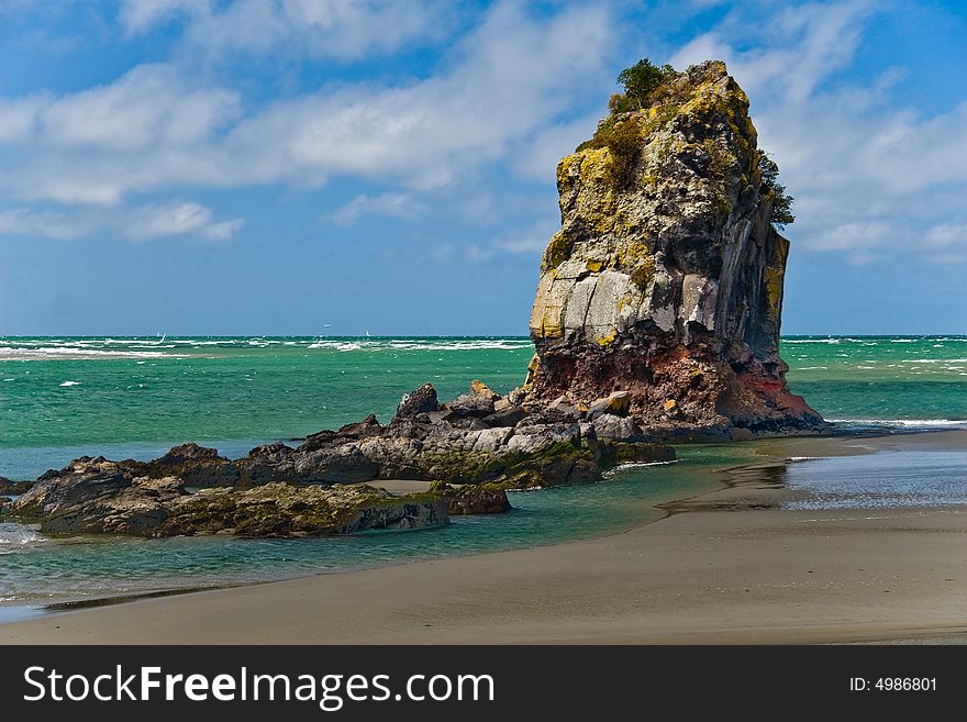 Rock on the beach in Christchurch NZ