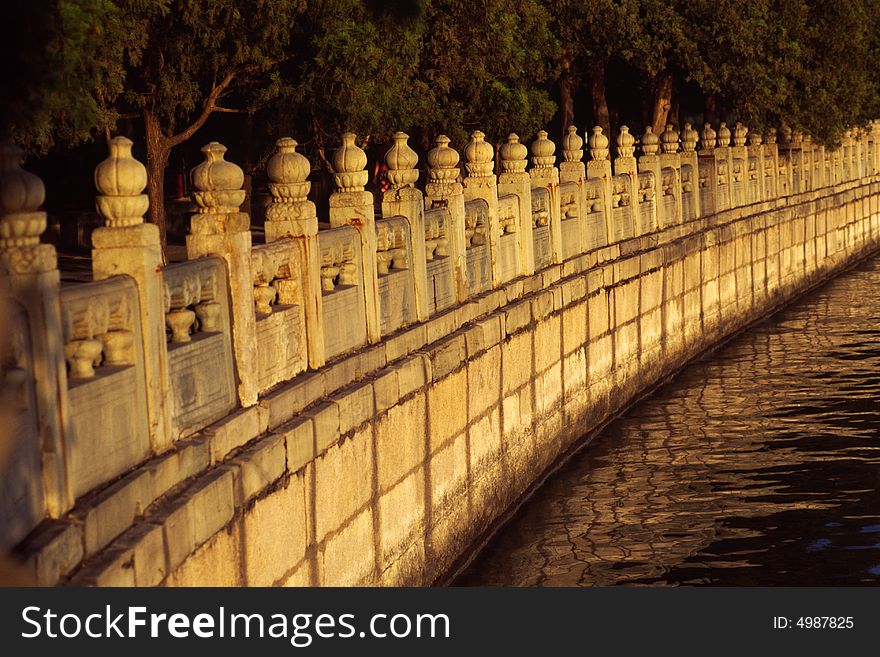 Stone railings by the kunming lake, the summer palace, china