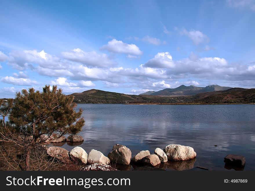 A view fom the shore of carragh lake in county kerry in ireland. A view fom the shore of carragh lake in county kerry in ireland