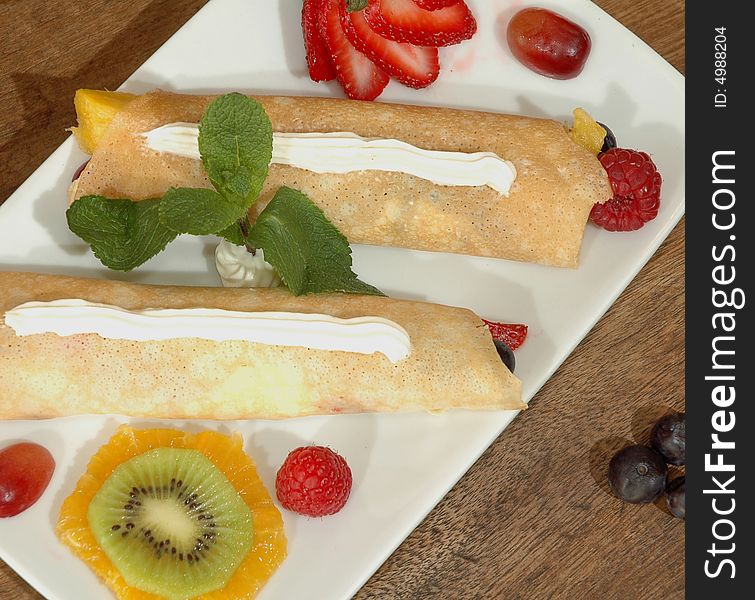 Fruit crepes (above)