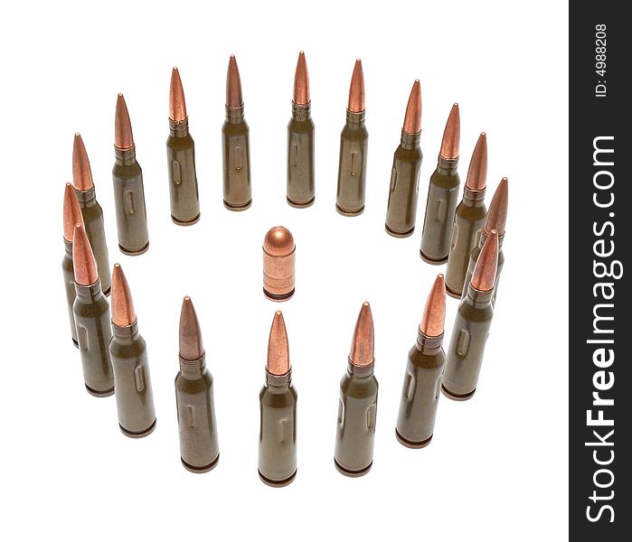 Bullets isolated over a white background