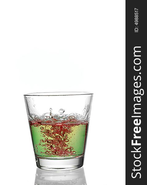 Drink splash at the top of a glass